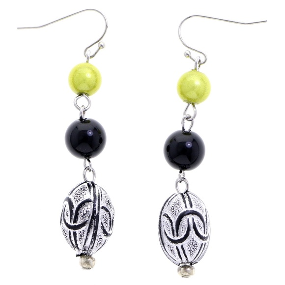 Catherines Jewelry - Designer Dangle Earrings Black & Yellow NWOT